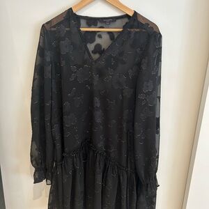 All Saints Black Floral Long Sleeve Dress